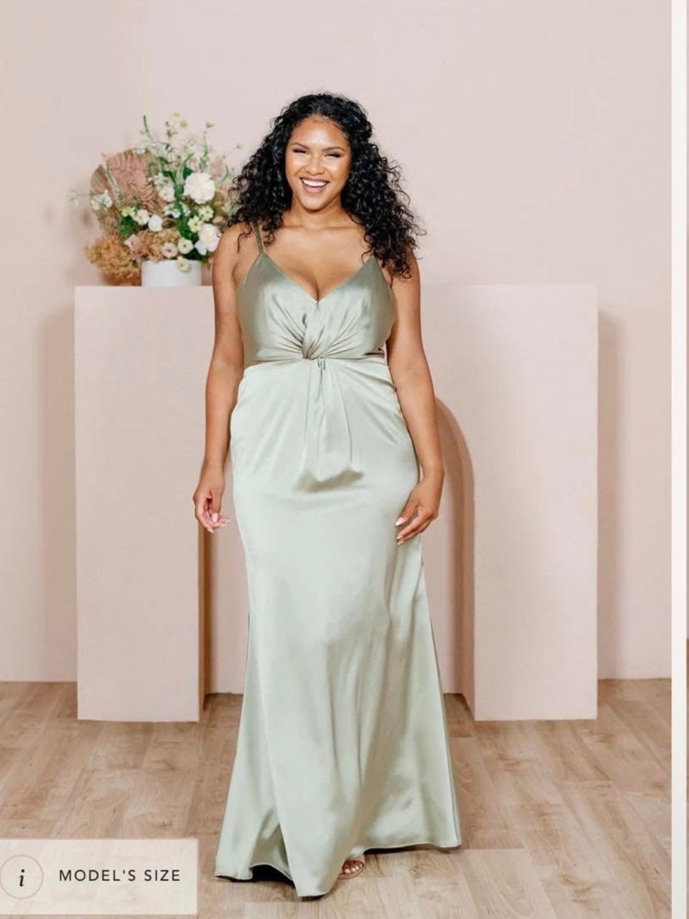 Revelry Satin Silver Sage Giada Dress
